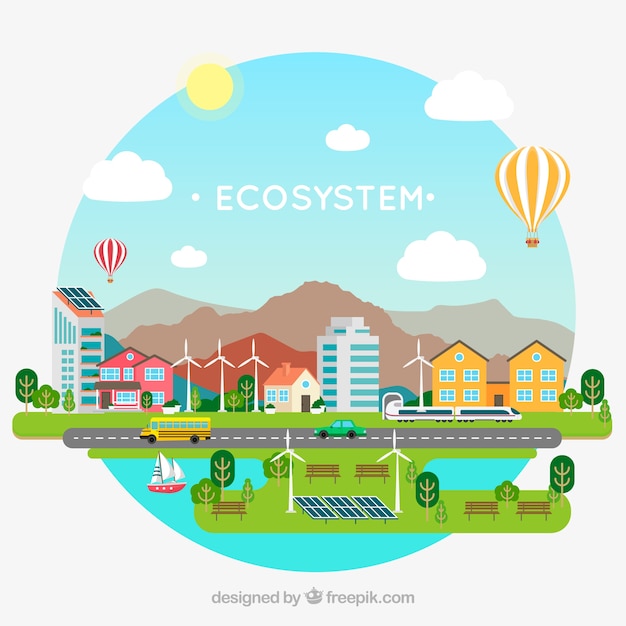 Concetto di ecosistema adorabile con design piatto