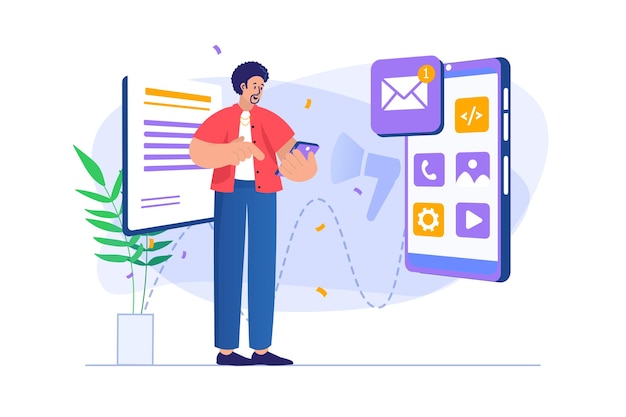 Concetto di email marketing con scena di persone Illustrazione vettoriale