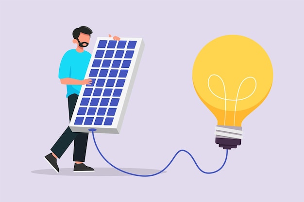 Concetto di energia solare Illustrazione vettoriale piatta a colori isolata