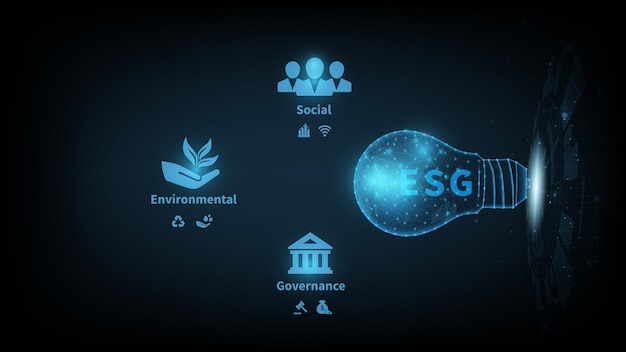 Concetto di Environmental Social and Governance (ESG). Lo sviluppo aziendale di una conservazione della natura