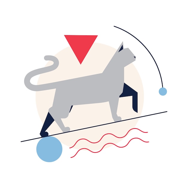 Concetto di equilibrio. Idea di stabilità e calma. Sfera astratta, aziendale o di stile di vita. Posizione stabile, armonia, gestione delle sfide. Illustrazione vettoriale piatta