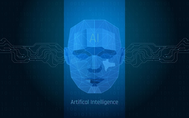 Concetto di faccia di intelligenza artificiale