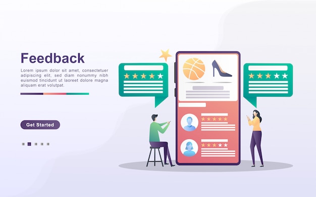 Concetto di feedback con carattere di persone