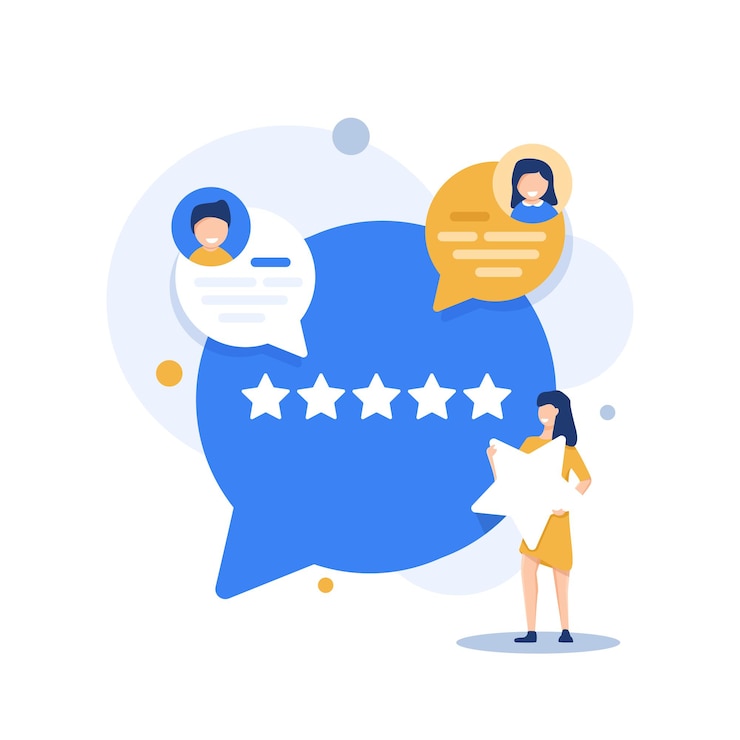 Vettore concetto di feedbackclienti che scelgono il punteggio di soddisfazione e lasciano una recensione positiva