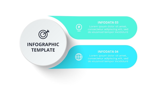 Concetto di flusso di lavoro per l'infografica con opzioni in 2 passaggi parti o processi Visualizzazione dei dati aziendali