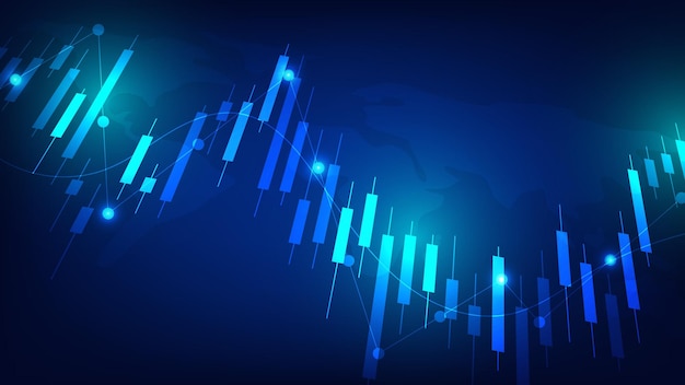 Concetto di fondo di economia e finanza. candelabri del mercato azionario con grafico a barre mostra trading