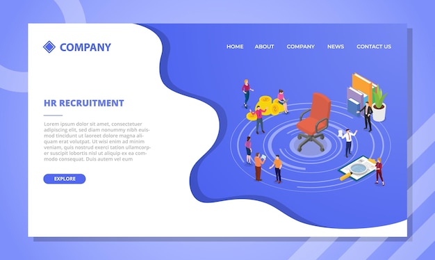 Concetto di gestione del reclutamento delle risorse umane per il modello di sito Web o la homepage di atterraggio con vettore di stile isometrico