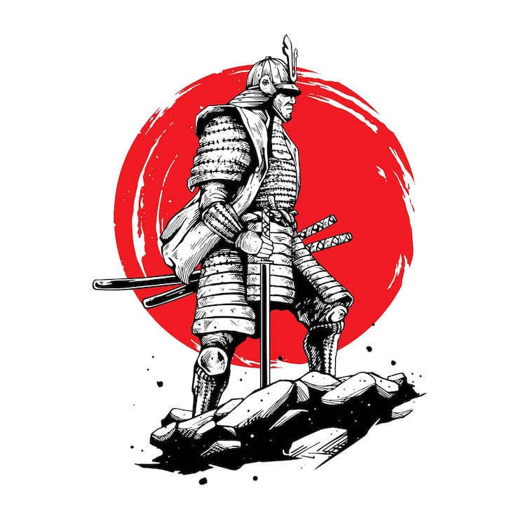 Vettore concetto di illustrazione del guerriero samurai