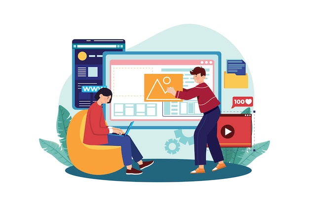 Concetto di illustrazione del progettista UIUX su sfondo bianco