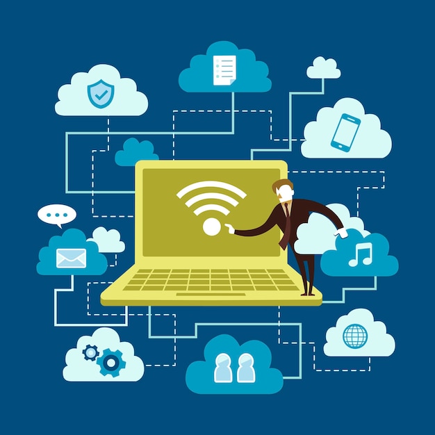 Concetto di illustrazione design piatto del cloud computing