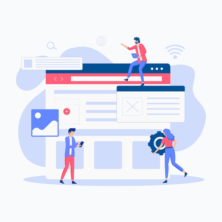 Vettore concetto di illustrazione di configurazione del sito web.