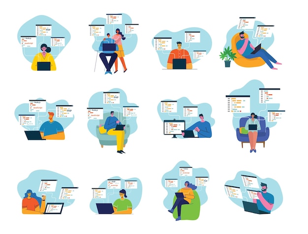 Concetto di illustrazione di programmazione e codifica