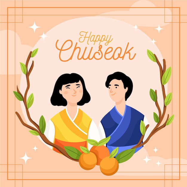 Concetto di illustrazione festival chuseok disegnato a mano