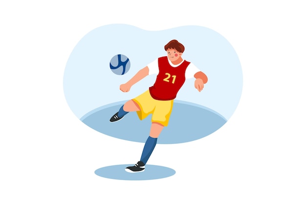 Concetto di illustrazione sportiva di calcio su sfondo bianco