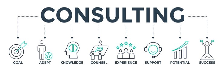 Vettore concetto di illustrazione vettoriale dell'icona web del banner di consulenza per la consulenza aziendale