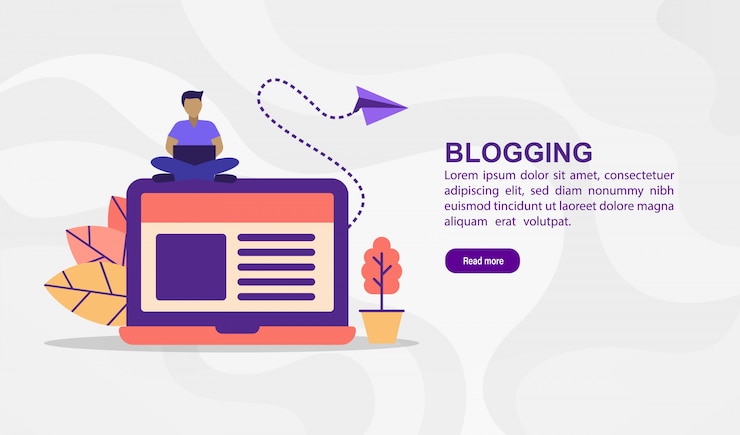 Vettore concetto di illustrazione vettoriale di blogging. illustrazione moderna concettuale per modello di banner