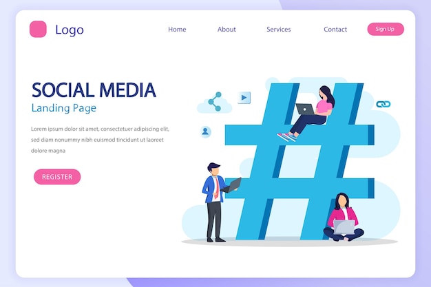 Concetto di illustrazione vettoriale di social media Network e influencer Stile modello vettoriale piatto Adatto per pagine di destinazione Web