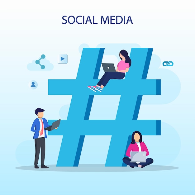 Concetto di illustrazione vettoriale di social media network e influencer