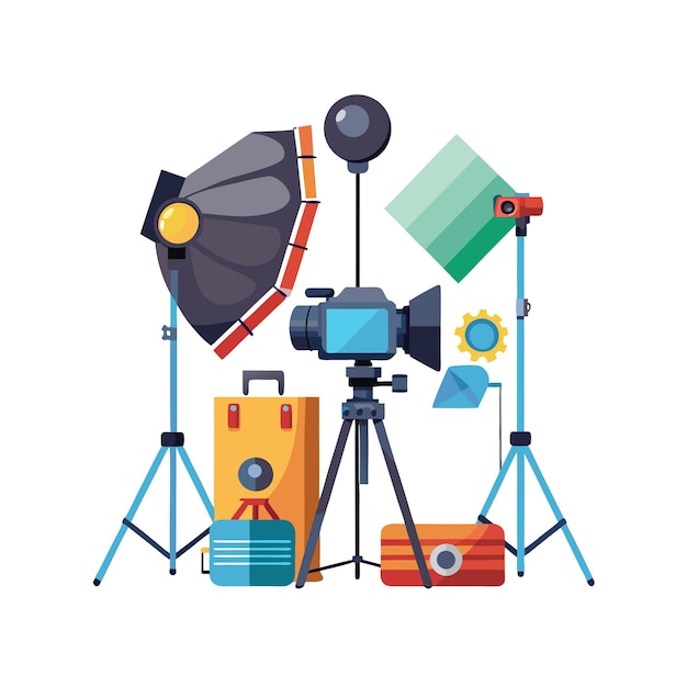 Concetto di illustrazione vettoriale realistica della fotocamera digitale