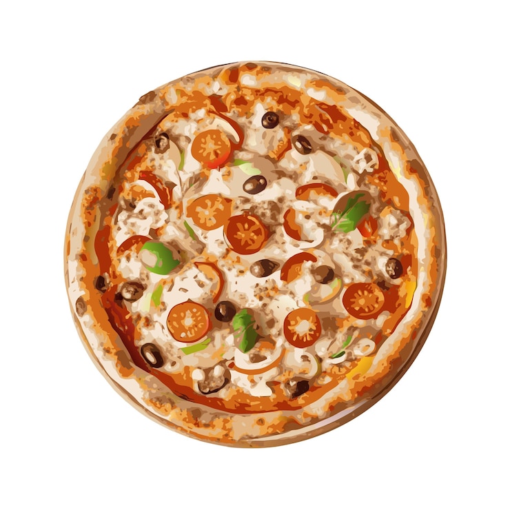 Vettore concetto di illustrazione vettoriale realistica della pizza