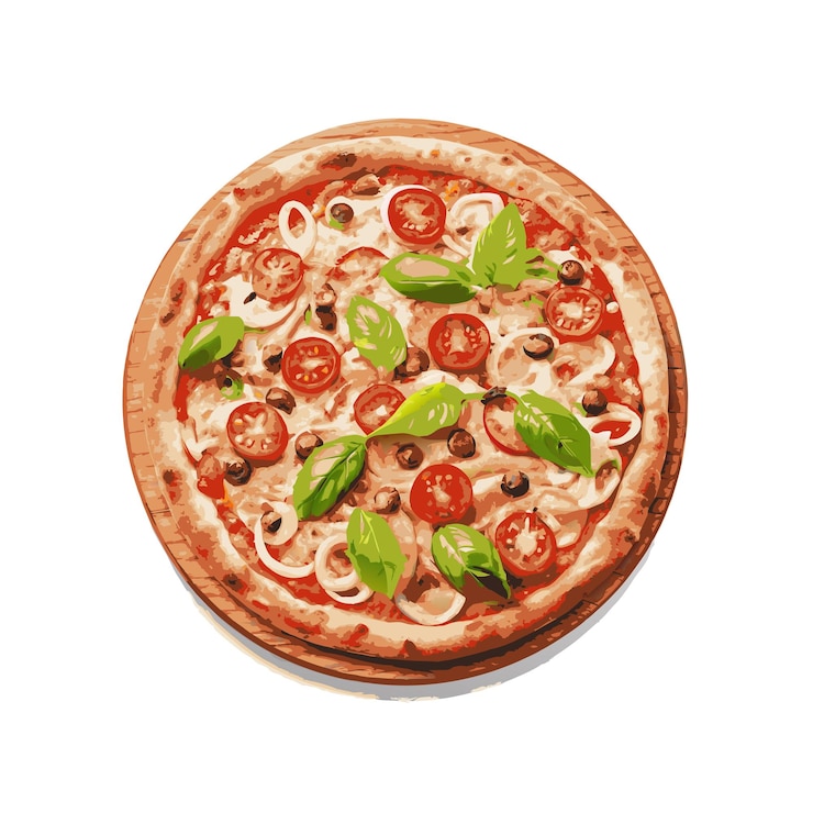 Vettore concetto di illustrazione vettoriale realistica della pizza
