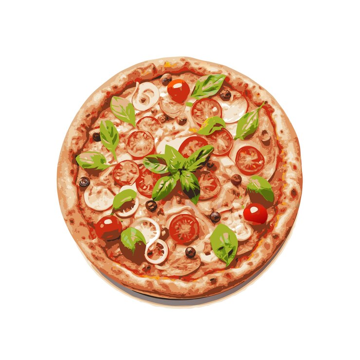 Vettore concetto di illustrazione vettoriale realistica della pizza