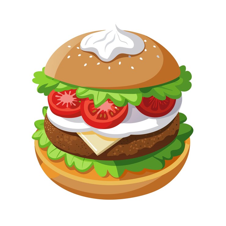 Vettore concetto di illustrazione vettoriale realistica di burger