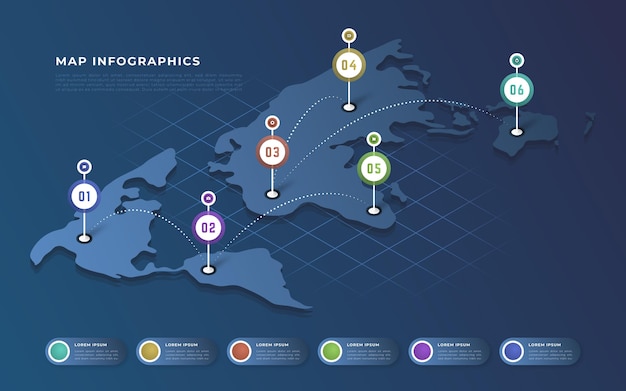 Concetto di infografica mappe isometriche