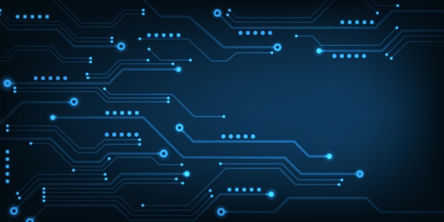 Concetto di innovazione blu del circuito di tecnologia astratta di vettore su sfondo scuro
