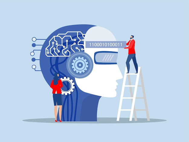 Concetto di intelligenza artificiale tecnologia di intelligenza artificiale AI futuristica con cervello Mach