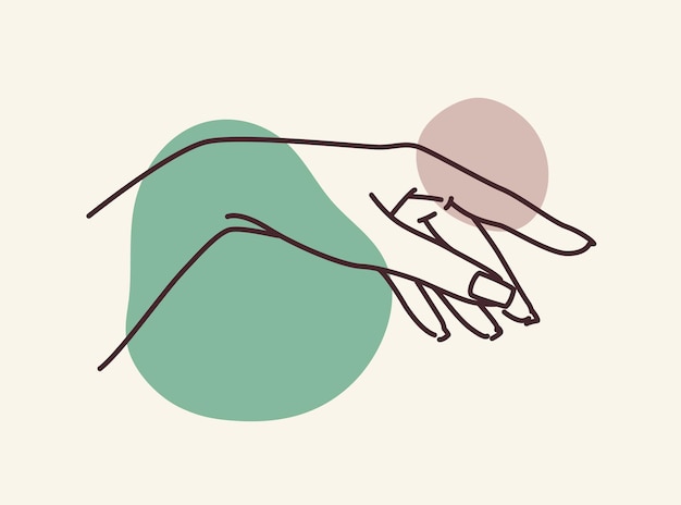 Concetto di linea del corpo femminile Creatività e arte minimalista Estetica ed eleganza Mani di giovani ragazze sexy Sticker di social media Illustrazione vettoriale piatta lineare isolata su sfondo beige