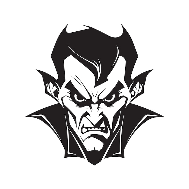 Concetto di logo vampiro colore bianco e nero illustrazione disegnata a mano