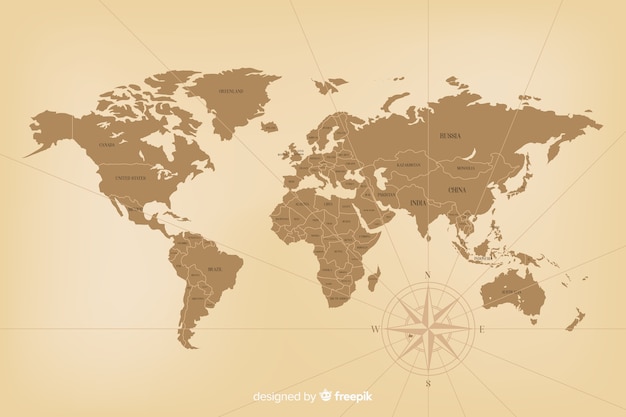 Concetto di mappa del mondo vintage dettagliata