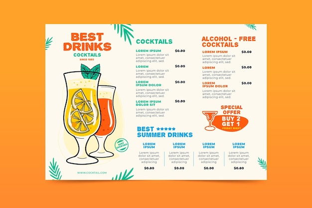 Concetto di menu di cocktail
