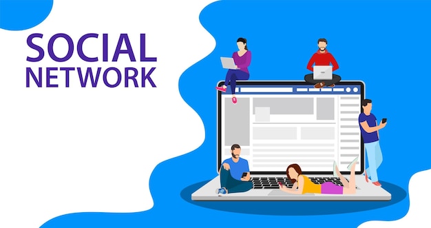Concetto di navigazione del sito Web della rete sociale