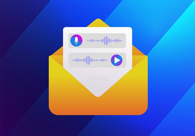 Concetto di notifica del messaggio di sistema basato su computer di posta vocale in design piatto