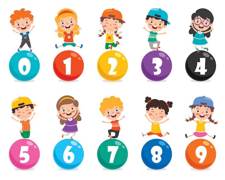 Vettore concetto di numeri multi colorati
