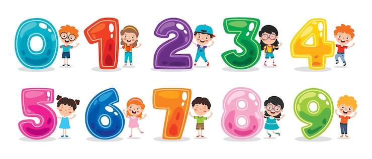 Vettore concetto di numeri multi colorati