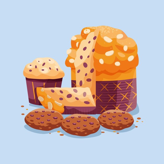 Concetto di panettone in design piatto