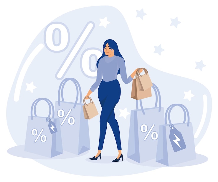 Vettore concetto di piano di profitto al dettaglio flash vendita vendite forcasting e indice offerta speciale negozio di e-commerce promozione statistiche aziendali vettore piatto illustrazione moderna