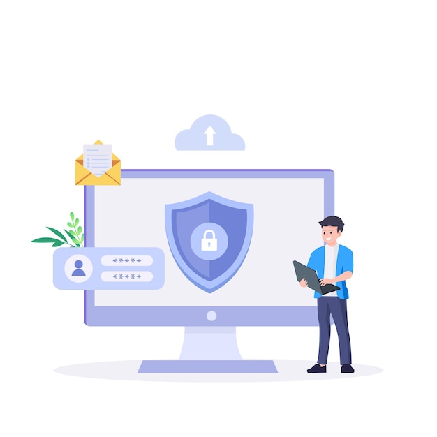 Concetto di protezione dei dati Scudo per la gestione e la protezione dei dati informatici