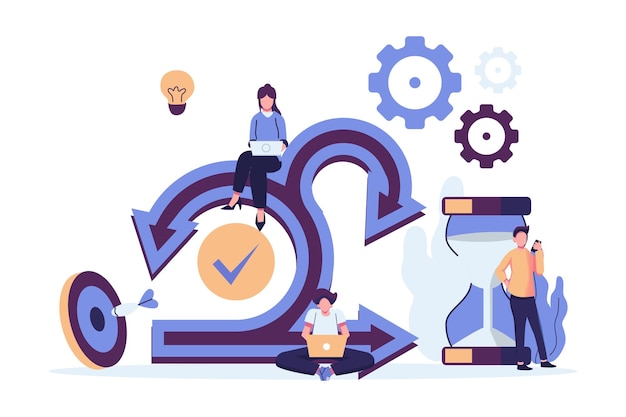 Concetto di quadro Scrum Diagramma di processo Scrum come schema di sviluppo software agile disegno illustrativo in stile piatto