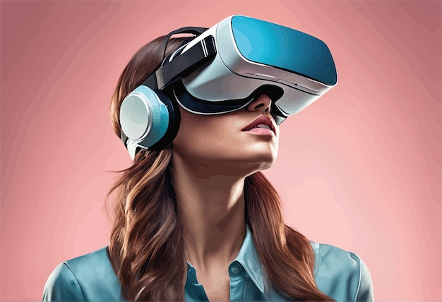 concetto di realtà virtuale giovane donna che indossa occhiali vr virtuali concetto di realtà virtuale giovane femmina