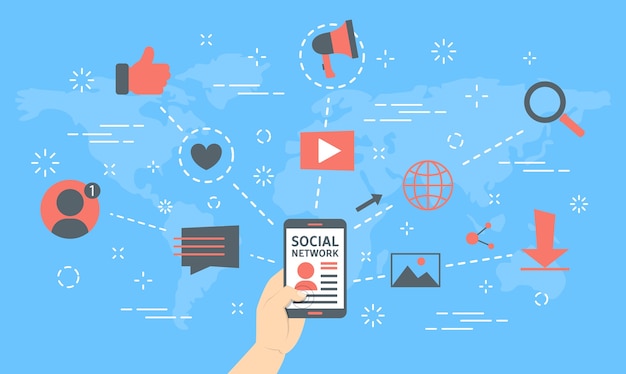 Concetto di rete sociale. Tecnologia globale e mondiale