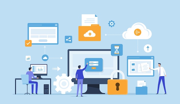 Concetto di servizio di cloud computing di tecnologia aziendale
