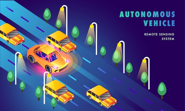 Concetto di sistema di telerilevamento del veicolo autonomo.