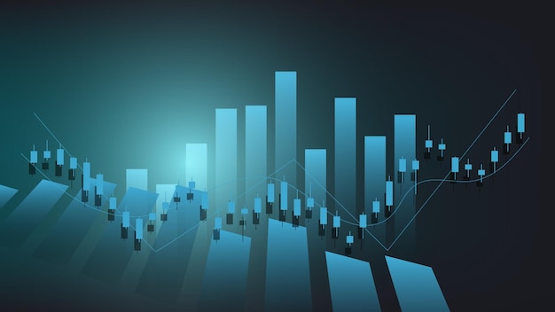 concetto di situazione economica. Le statistiche finanziarie con grafico a candele mostrano il mercato azionario