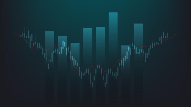 concetto di situazione economica Statistiche finanziarie con grafico a barre e grafico a candele