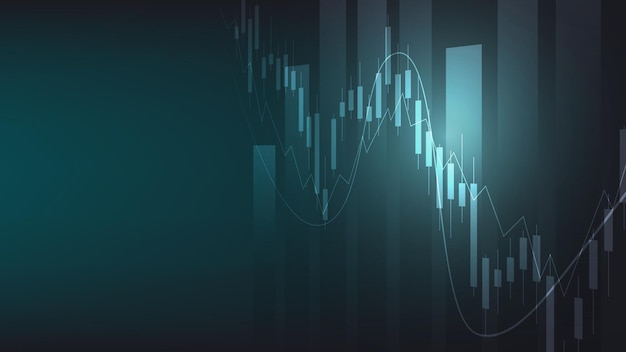 concetto di situazione economica. Statistiche finanziarie sulle imprese con grafico a barre e grafico a candele