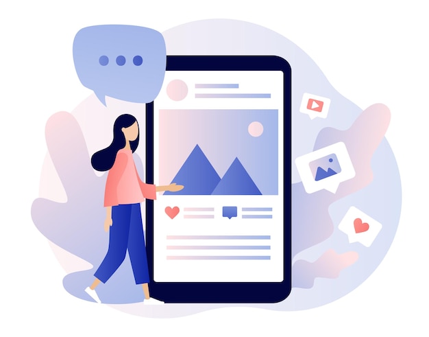 Concetto di social media Stile piatto Illustrazione vettoriale